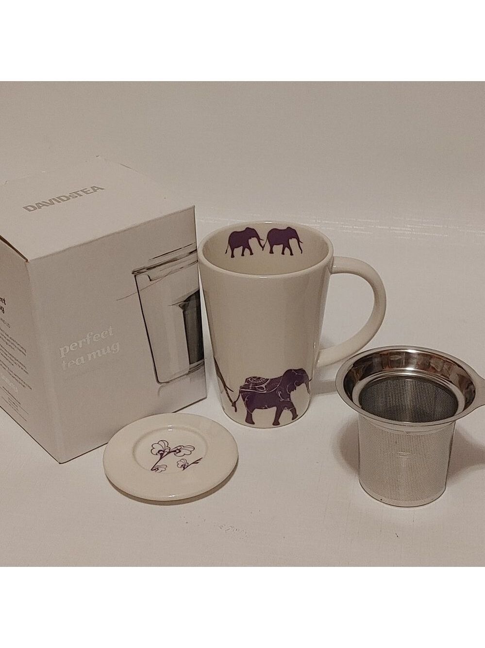 RARE Davids Tea Purple Elephant Troop Mug Perfect MUG BNIP Discontinued Davids T